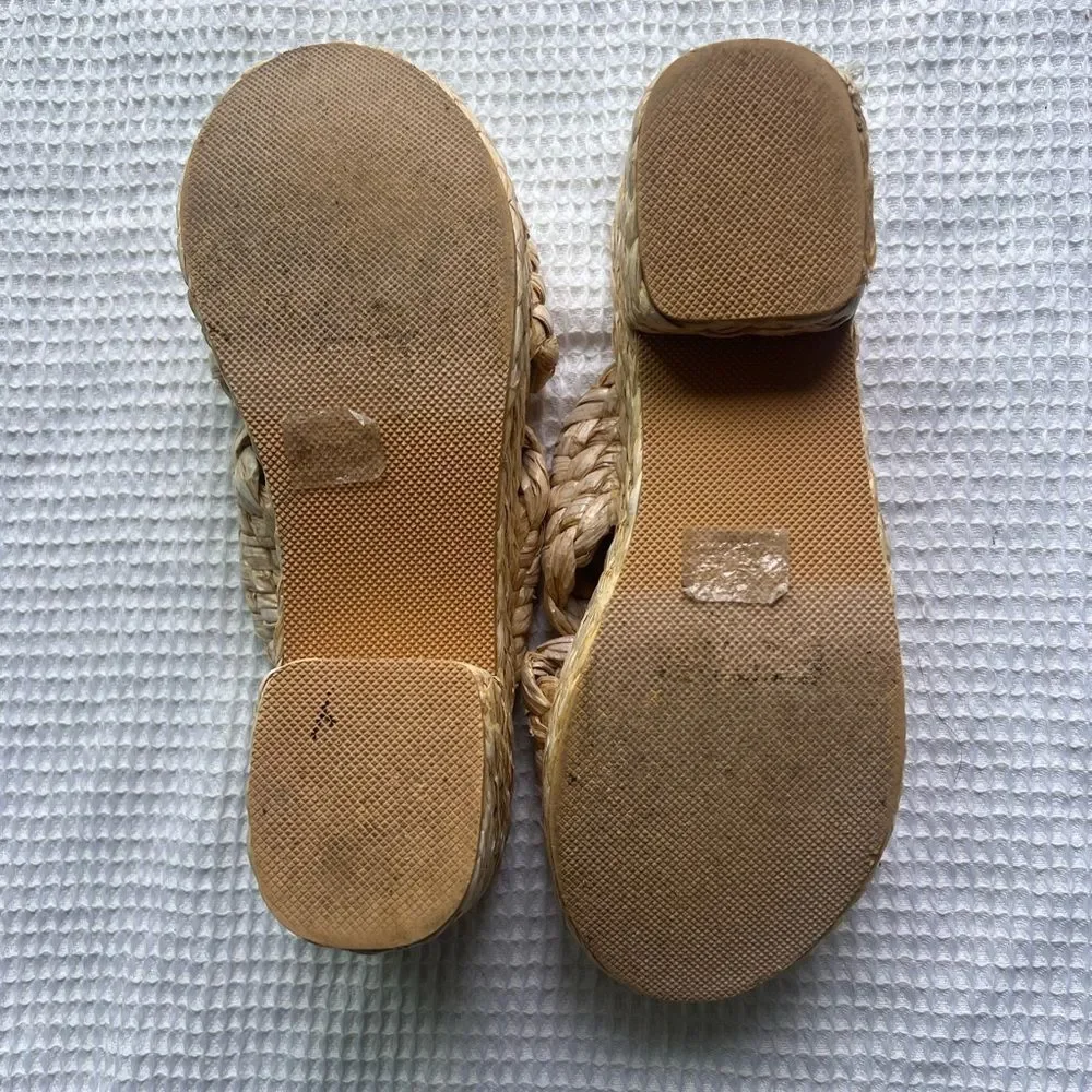 Anthropologie MATISSE Reflection Raffia Platform Bohemian Sandals Beach Shoes 8